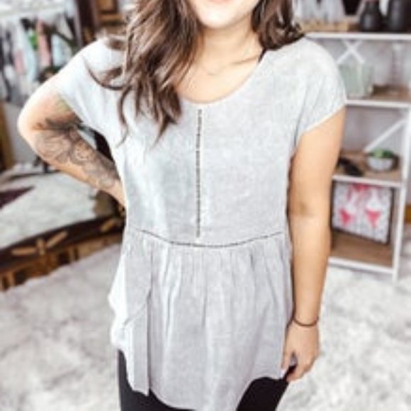 Dainty Babydoll Top with Crochet Seem Detail - Picture 1 of 2